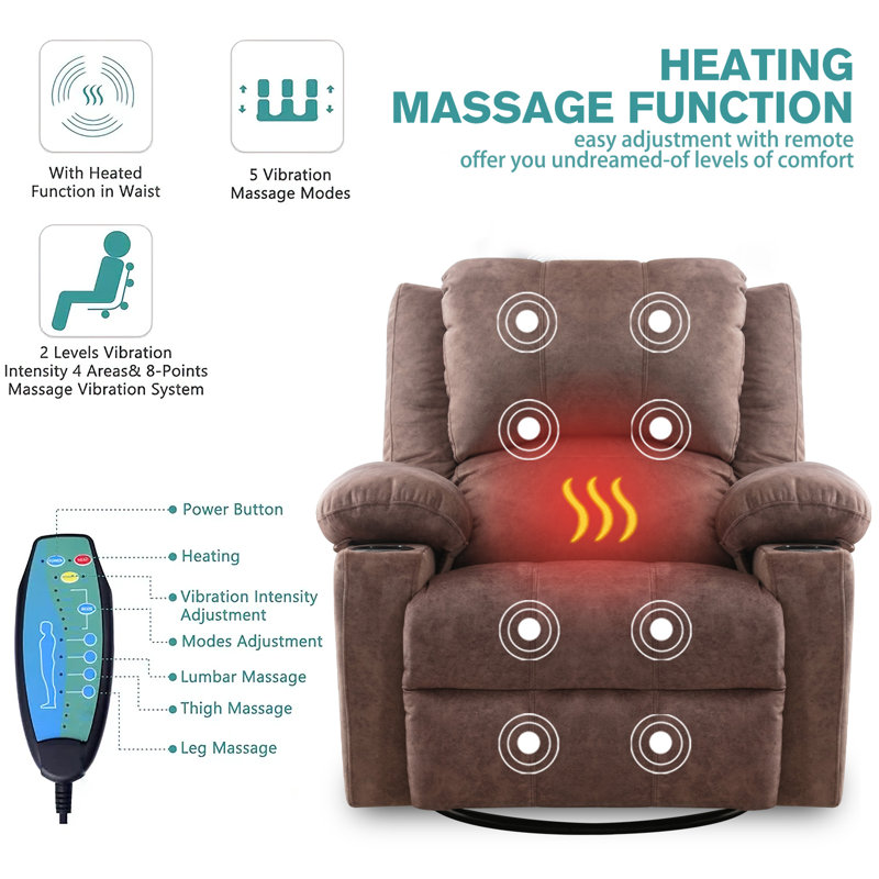 Winston Porter Daquez 38.19" Wide Manual Swivel Rocker Recliner Chair